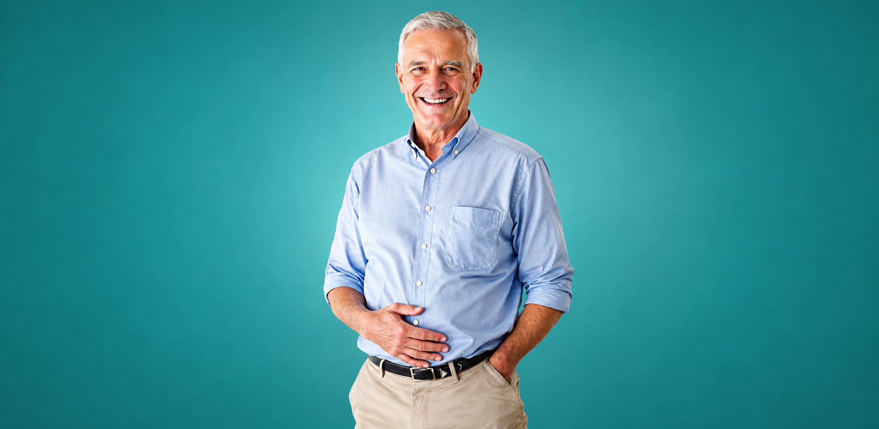 Man smiling, feeling healthy after fixing his blood sugar
